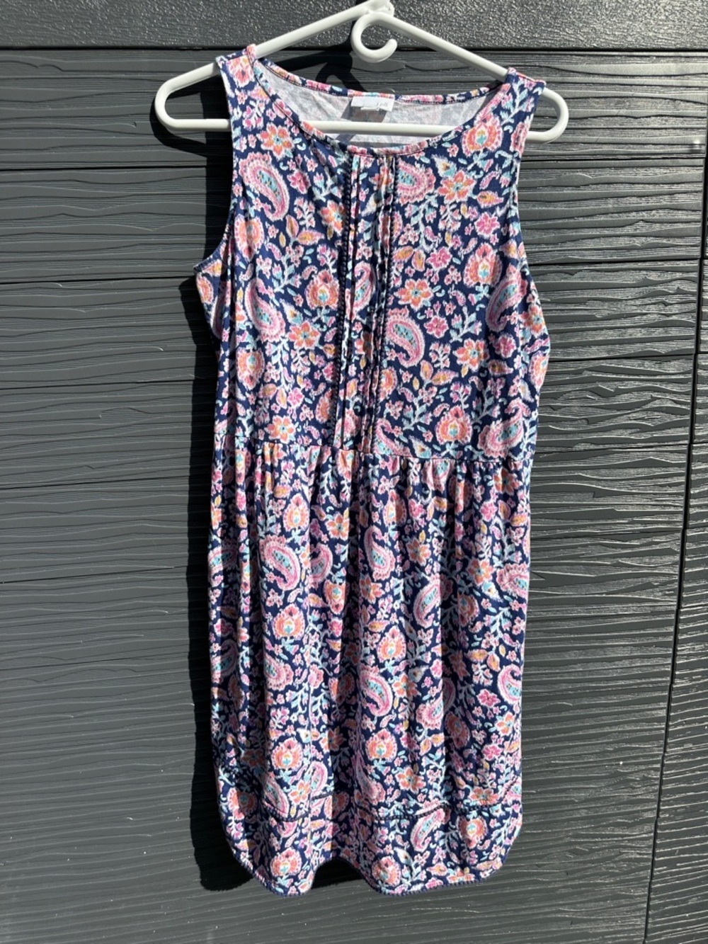 J.Jill Sleeveless Paisley Knit Dress Size Small Navy Pink Boho